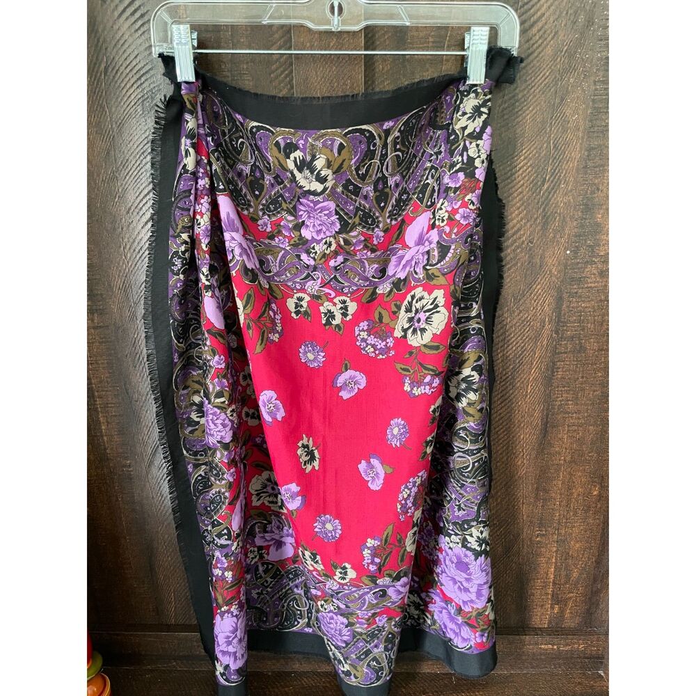 Vintage Floral Scarf  Paisley Square Scarf Boho Statement Wrap Retro 70s - Picture 2 of 4